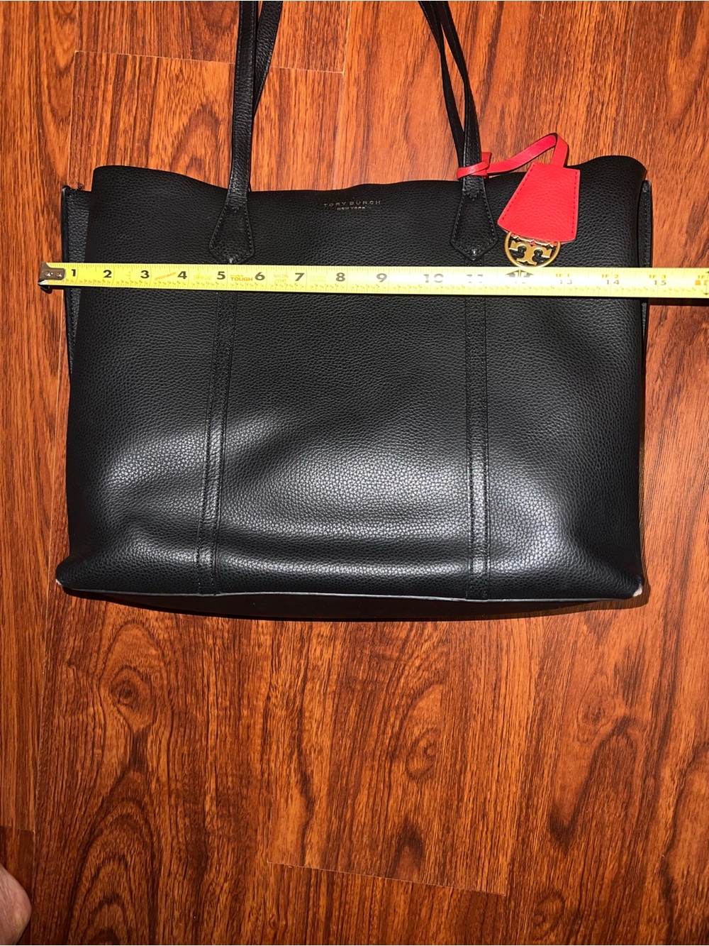 Tory Burch Black Leather Tote with Red Hanging Accent - Picture 10 of 10